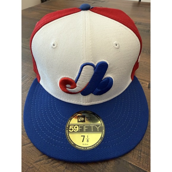 New Era Other - Montreal Expos Hat New Era 59FIFTY 7 1/8 Pin Wheel Red White Blue Wool MLB New